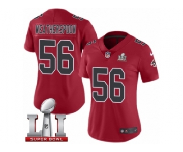 Women's Nike Atlanta Falcons #56 Sean Weatherspoon Limited Red Rush Super Bowl LI 51 NFL Jersey