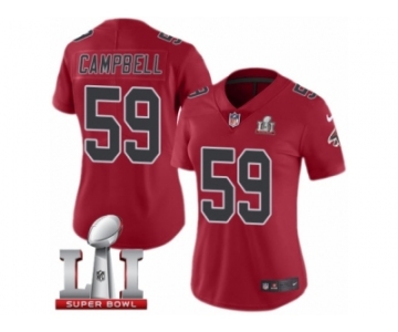Women's Nike Atlanta Falcons #59 De'Vondre Campbell Limited Red Rush Super Bowl LI 51 NFL Jersey