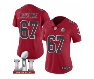 Women's Nike Atlanta Falcons #67 Andy Levitre Limited Red Rush Super Bowl LI 51 NFL Jersey