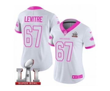 Women's Nike Atlanta Falcons #67 Andy Levitre Limited White Pink Rush Fashion Super Bowl LI 51 NFL Jersey