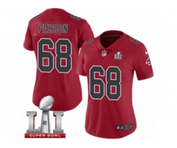 Women's Nike Atlanta Falcons #68 Mike Person Limited Red Rush Super Bowl LI 51 NFL Jersey