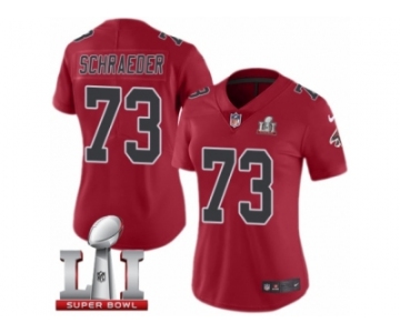 Women's Nike Atlanta Falcons #73 Ryan Schraeder Limited Red Rush Super Bowl LI 51 NFL Jersey