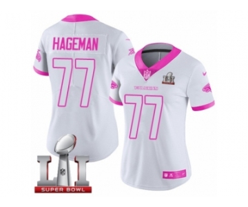 Women's Nike Atlanta Falcons #77 Ra'Shede Hageman Limited White Pink Rush Fashion Super Bowl LI 51 NFL Jersey