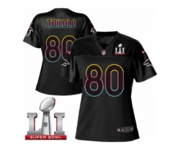 Women's Nike Atlanta Falcons #80 Levine Toilolo Game Black Fashion Super Bowl LI 51 NFL Jersey