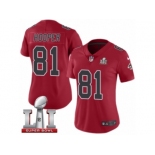 Women's Nike Atlanta Falcons #81 Austin Hooper Limited Red Rush Super Bowl LI 51 NFL Jersey
