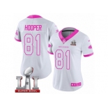 Women's Nike Atlanta Falcons #81 Austin Hooper Limited White Pink Rush Fashion Super Bowl LI 51 NFL Jersey