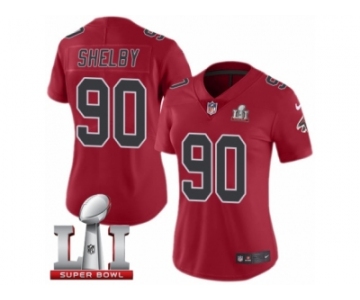 Women's Nike Atlanta Falcons #90 Derrick Shelby Limited Red Rush Super Bowl LI 51 NFL Jersey
