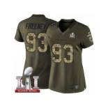 Women's Nike Atlanta Falcons #93 Dwight Freeney Limited Green Salute to Service Super Bowl LI 51 NFL Jersey