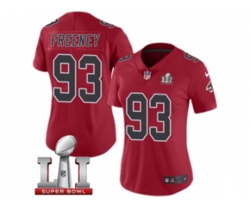 Women's Nike Atlanta Falcons #93 Dwight Freeney Limited Red Rush Super Bowl LI 51 NFL Jersey