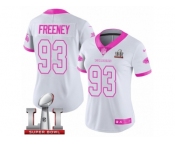 Women's Nike Atlanta Falcons #93 Dwight Freeney Limited White Pink Rush Fashion Super Bowl LI 51 NFL Jersey
