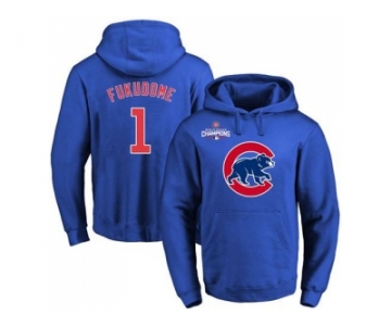 Chicago Cubs #1 Kosuke Fukudome Blue 2016 World Series Champions Primary Logo Pullover Baseball Hoodie