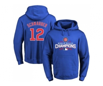 Chicago Cubs #12 Kyle Schwarber Blue 2016 World Series Champions Pullover Baseball Hoodie