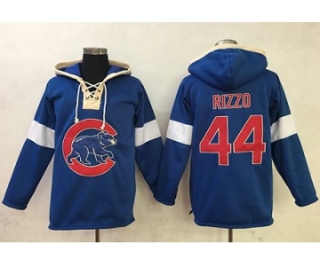Chicago Cubs #44 Anthony Rizzo Blue Pullover Baseball Hoodie