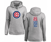 MLB Women's Nike Chicago Cubs #21 Sammy Sosa Ash Backer Pullover Hoodie