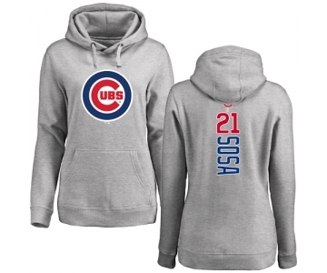 MLB Women's Nike Chicago Cubs #21 Sammy Sosa Ash Backer Pullover Hoodie