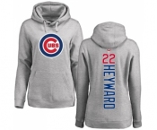 MLB Women's Nike Chicago Cubs #22 Jason Heyward Ash Backer Pullover Hoodie