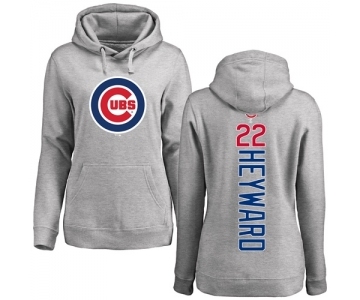 MLB Women's Nike Chicago Cubs #22 Jason Heyward Ash Backer Pullover Hoodie
