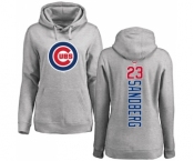 MLB Women's Nike Chicago Cubs #23 Ryne Sandberg Ash Backer Pullover Hoodie