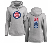 MLB Women's Nike Chicago Cubs #34 Kerry Wood Ash Backer Pullover Hoodie