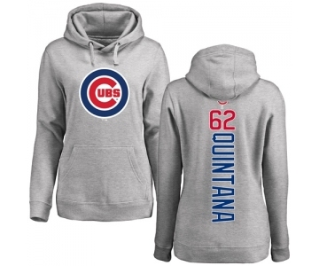 MLB Women's Nike Chicago Cubs #62 Jose Quintana Ash Backer Pullover Hoodie