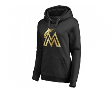Women's Miami Marlins Gold Collection Pullover Hoodie Black