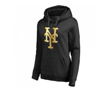 Women's New York Mets Gold Collection Pullover Hoodie Black