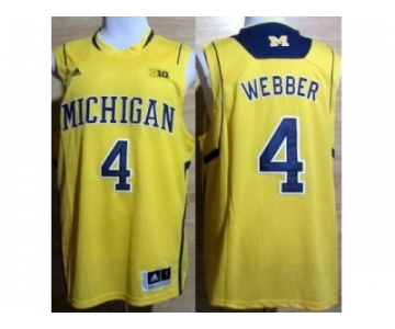 Michigan Wolverines #4 Chirs Webber Big 10 Patch Yellow Jerseys