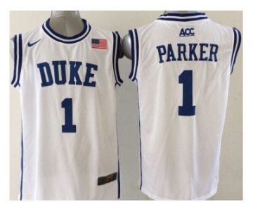 NCAA Duke Blue Devils #1 Jabari Parker White Basketball Stitched Jerseys(Parker)