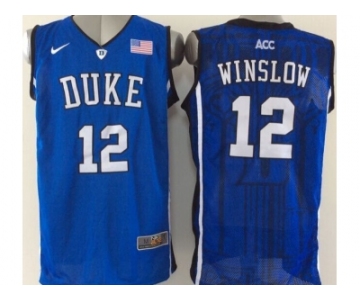 NCAA Duke Blue Devils #12 Justise Winslow Royal Blue Basketball Stitched Jerseys