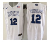 NCAA Duke Blue Devils #12 Justise Winslow White Basketball Stitched Jerseys