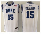 NCAA Duke Blue Devils #15 Okafor White Basketball Jerseys