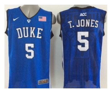 NCAA Duke Blue Devils #5 Tyus Jones Royal Blue Basketball Stitched Jerseys