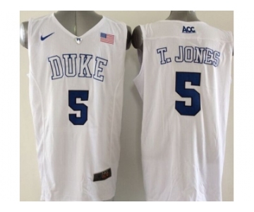 NCAA Duke Blue Devils #5 Tyus Jones Royal white Basketball Stitched Jerseys