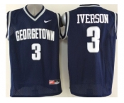NCAA Georgetown Hoyas #3 Iverson Blue Basketball Stitched Jerseys