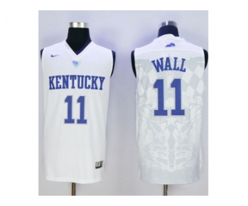 NCAA Men Kentucky Wildcats #11 John Wall White Basketball Stitched Jersey