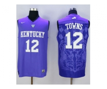 NCAA Men Kentucky Wildcats #12 Karl-Anthony Towns Blue Basketball Stitched Jersey