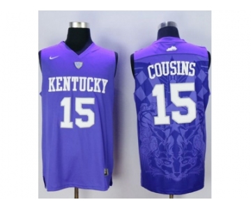 NCAA Men Kentucky Wildcats #15 DeMarcus Cousins Blue Basketball Stitched Jersey