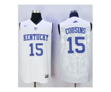NCAA Men Kentucky Wildcats #15 DeMarcus Cousins White Basketball Stitched Jersey