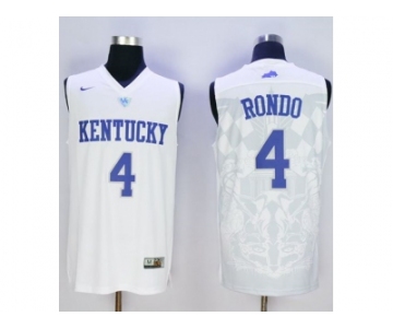 NCAA Men Kentucky Wildcats #4 Rajon Rondo White Basketball Stitched Jersey
