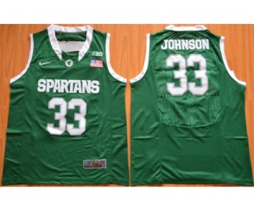NCAA Men Michigan State Spartans #33 Magic Johnson Green Authentic Basketball Stitched Jersey