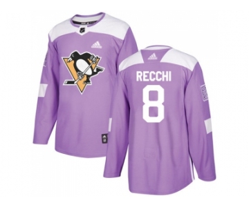 Men Adidas Pittsburgh Penguins #8 Mark Recchi Purple Authentic Fights Cancer Stitched NHL Jersey