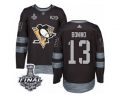 Men's Adidas Pittsburgh Penguins #13 Nick Bonino Authentic Black 1917-2017 100th Anniversary 2017 Stanley Cup Final NHL Jersey