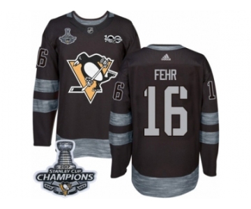 Men's Adidas Pittsburgh Penguins #16 Eric Fehr Premier Black 1917-2017 100th Anniversary 2017 Stanley Cup Champions NHL Jersey