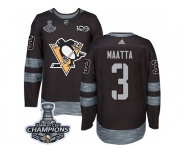 Men's Adidas Pittsburgh Penguins #3 Olli Maatta Authentic Black 1917-2017 100th Anniversary 2017 Stanley Cup Champions NHL Jersey