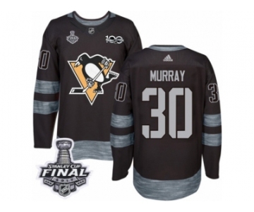 Men's Adidas Pittsburgh Penguins #30 Matt Murray Authentic Black 1917-2017 100th Anniversary 2017 Stanley Cup Final NHL Jersey