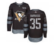Men's Adidas Pittsburgh Penguins #35 Tom Barrasso Authentic Black 1917-2017 100th Anniversary NHL Jersey