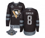 Men's Adidas Pittsburgh Penguins #8 Brian Dumoulin Premier Black 1917-2017 100th Anniversary 2017 Stanley Cup Champions NHL Jersey