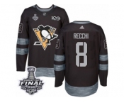 Men's Adidas Pittsburgh Penguins #8 Mark Recchi Premier Black 1917-2017 100th Anniversary 2017 Stanley Cup Final NHL Jersey