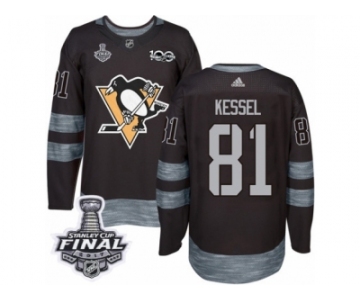 Men's Adidas Pittsburgh Penguins #81 Phil Kessel Premier Black 1917-2017 100th Anniversary 2017 Stanley Cup Final NHL Jersey