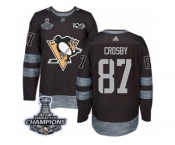 Men's Adidas Pittsburgh Penguins #87 Sidney Crosby Premier Black 1917-2017 100th Anniversary 2017 Stanley Cup Champions NHL Jersey